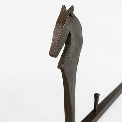 Pair of Wrought Iron Horse Andirons