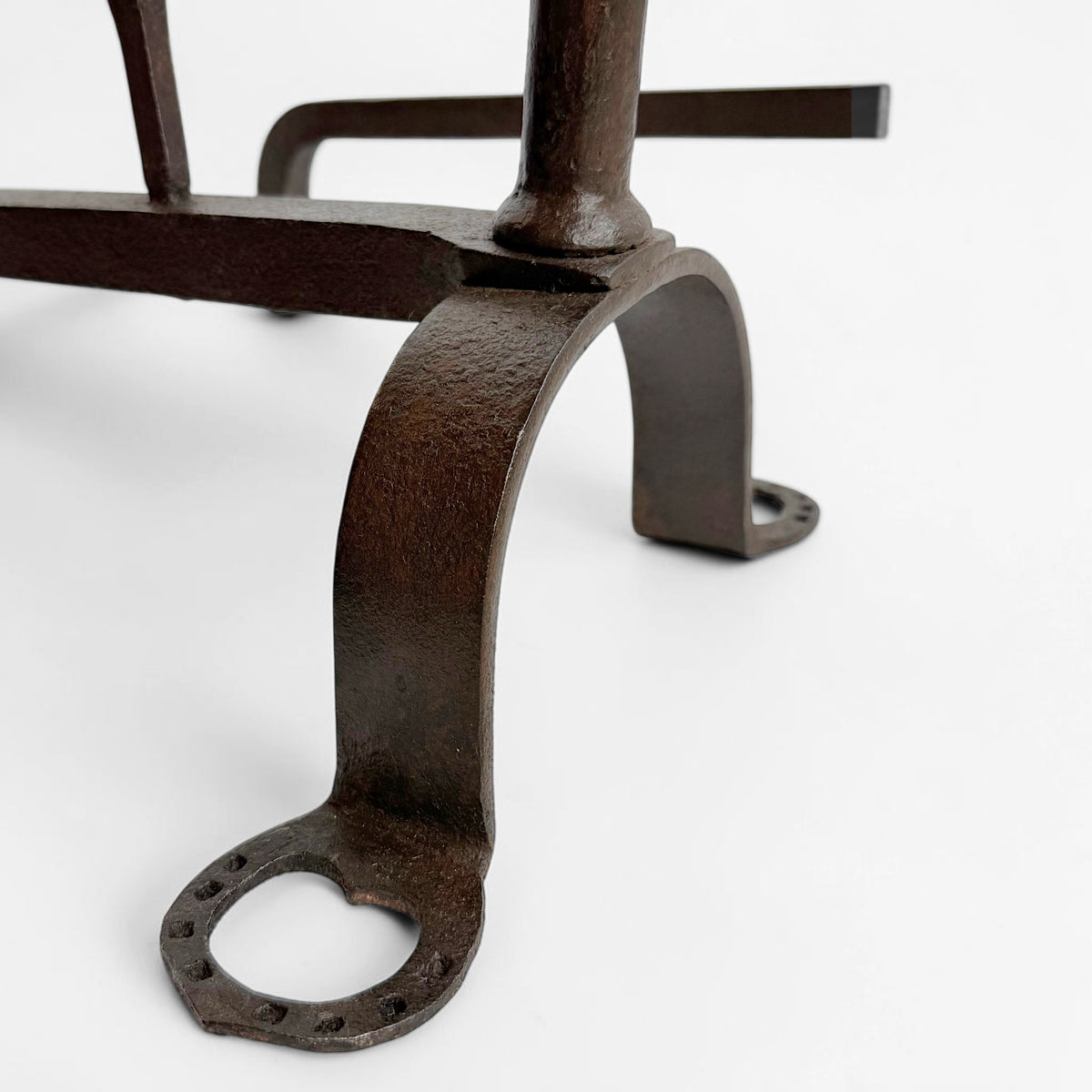 Pair of Wrought Iron Horse Andirons