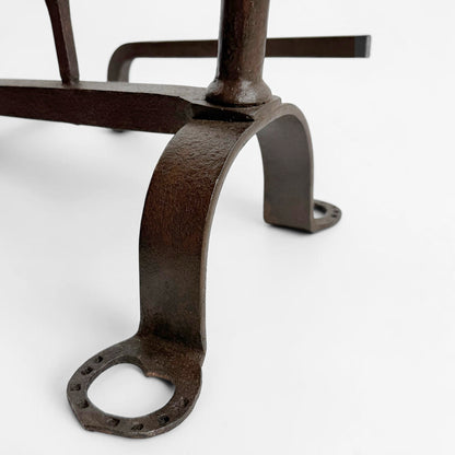 Pair of Wrought Iron Horse Andirons