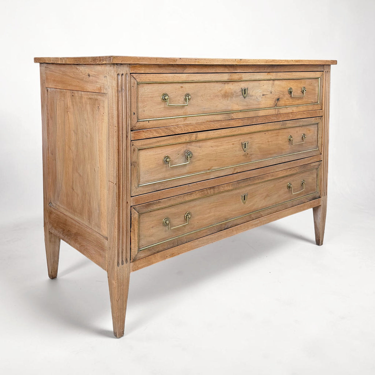 Three-Drawer Bleached Walnut Commode
