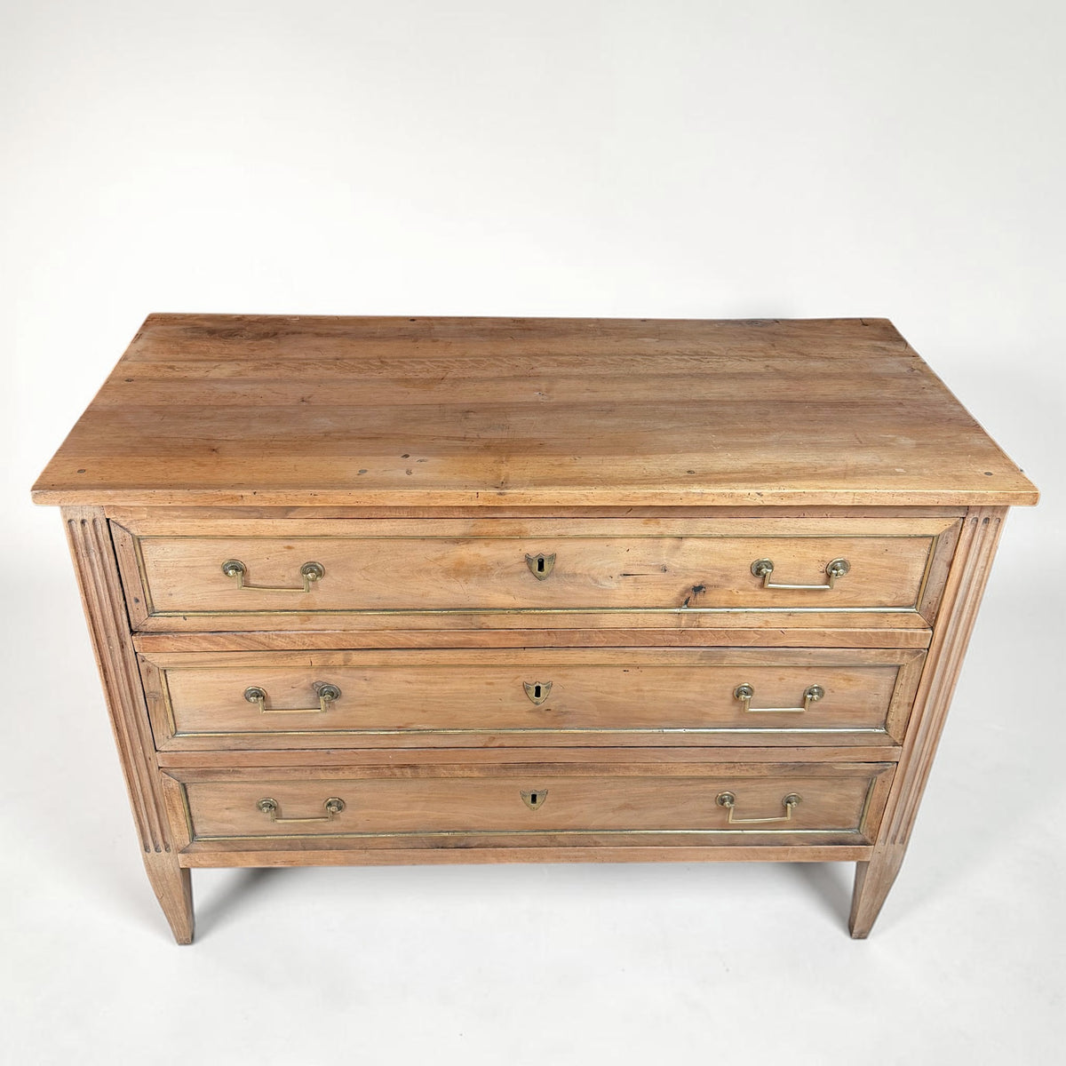 Three-Drawer Bleached Walnut Commode