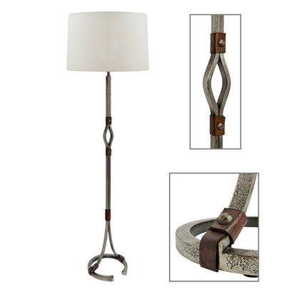 Mid Century Iron and Leather Standing Lamp