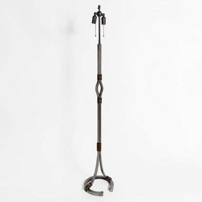 Mid Century Iron and Leather Standing Lamp