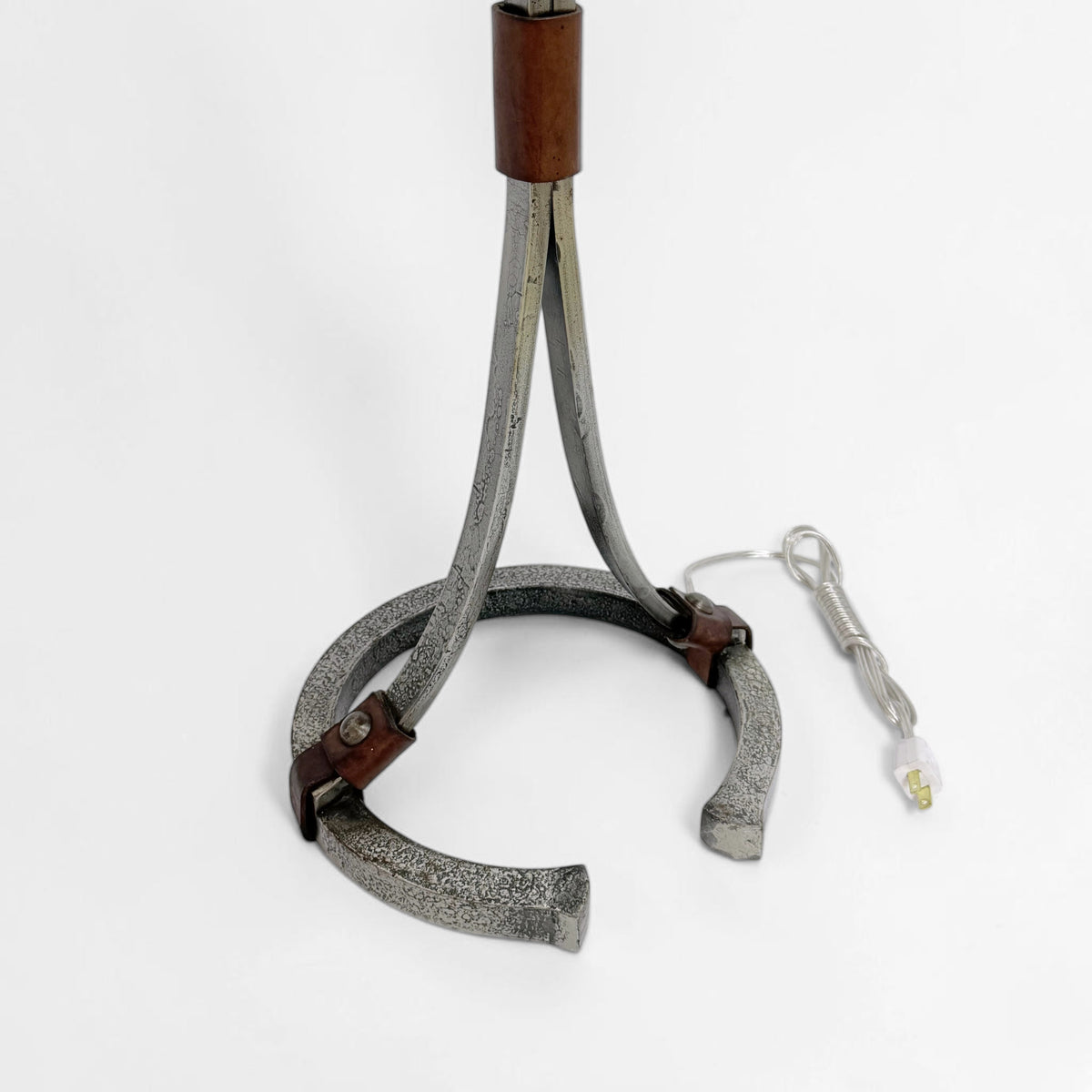 Mid Century Iron and Leather Standing Lamp