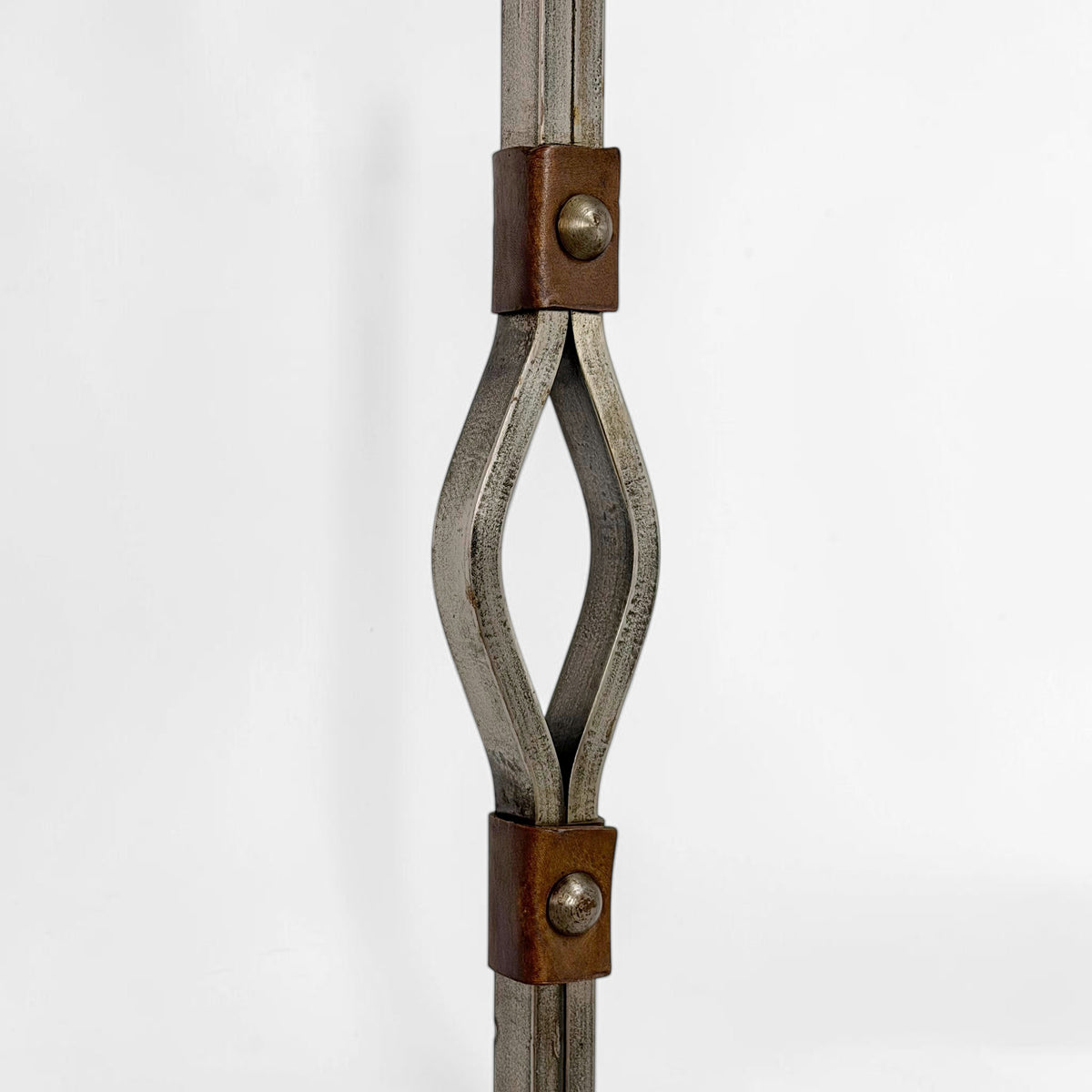 Mid Century Iron and Leather Standing Lamp