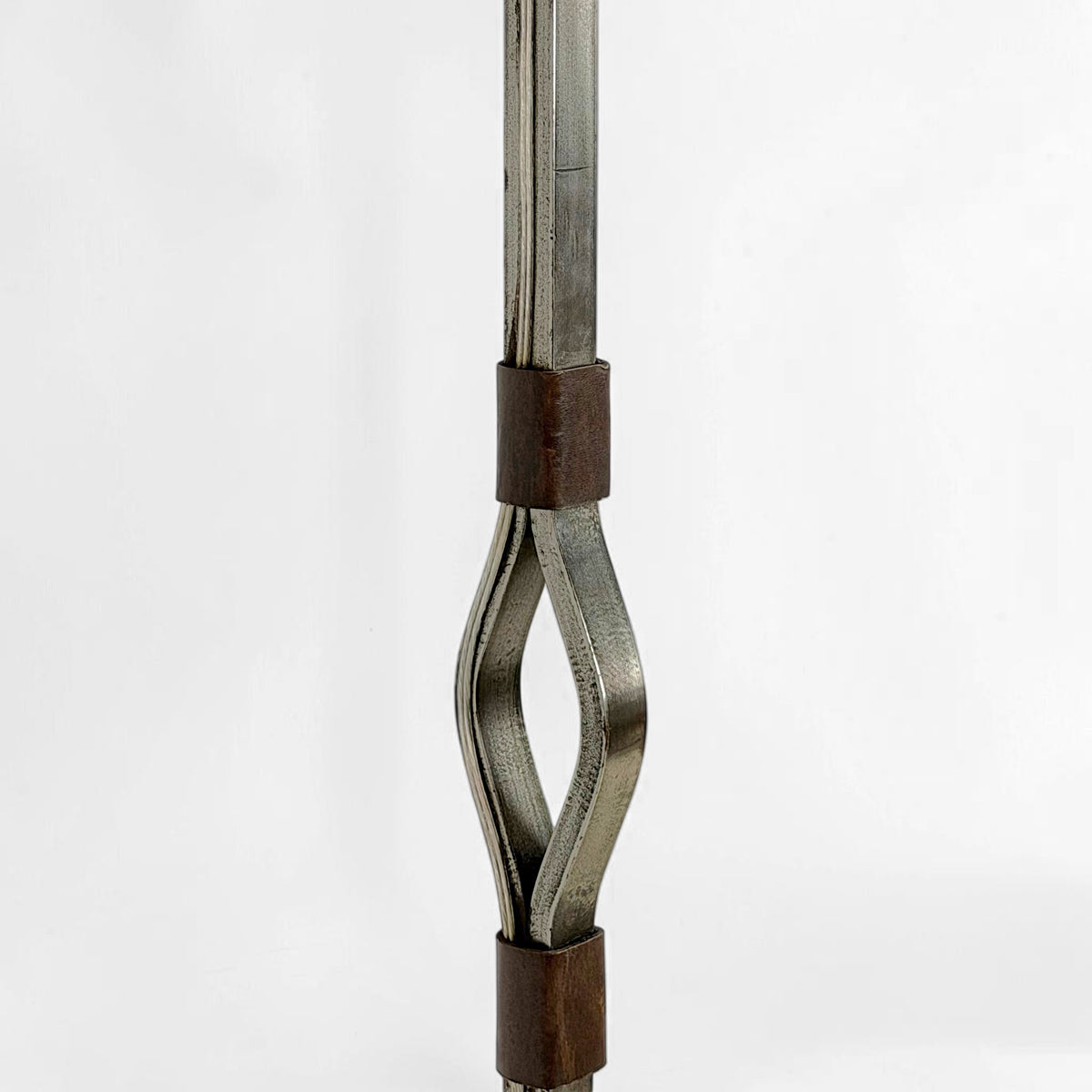 Mid Century Iron and Leather Standing Lamp