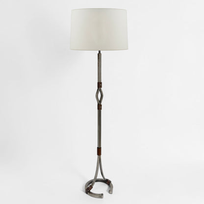 Mid Century Iron and Leather Standing Lamp