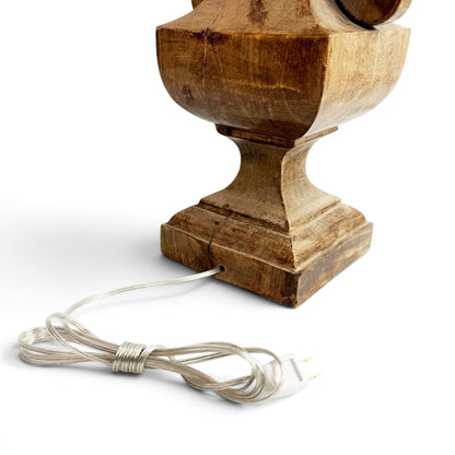 Urn Form Wood Table Lamp, 1970s