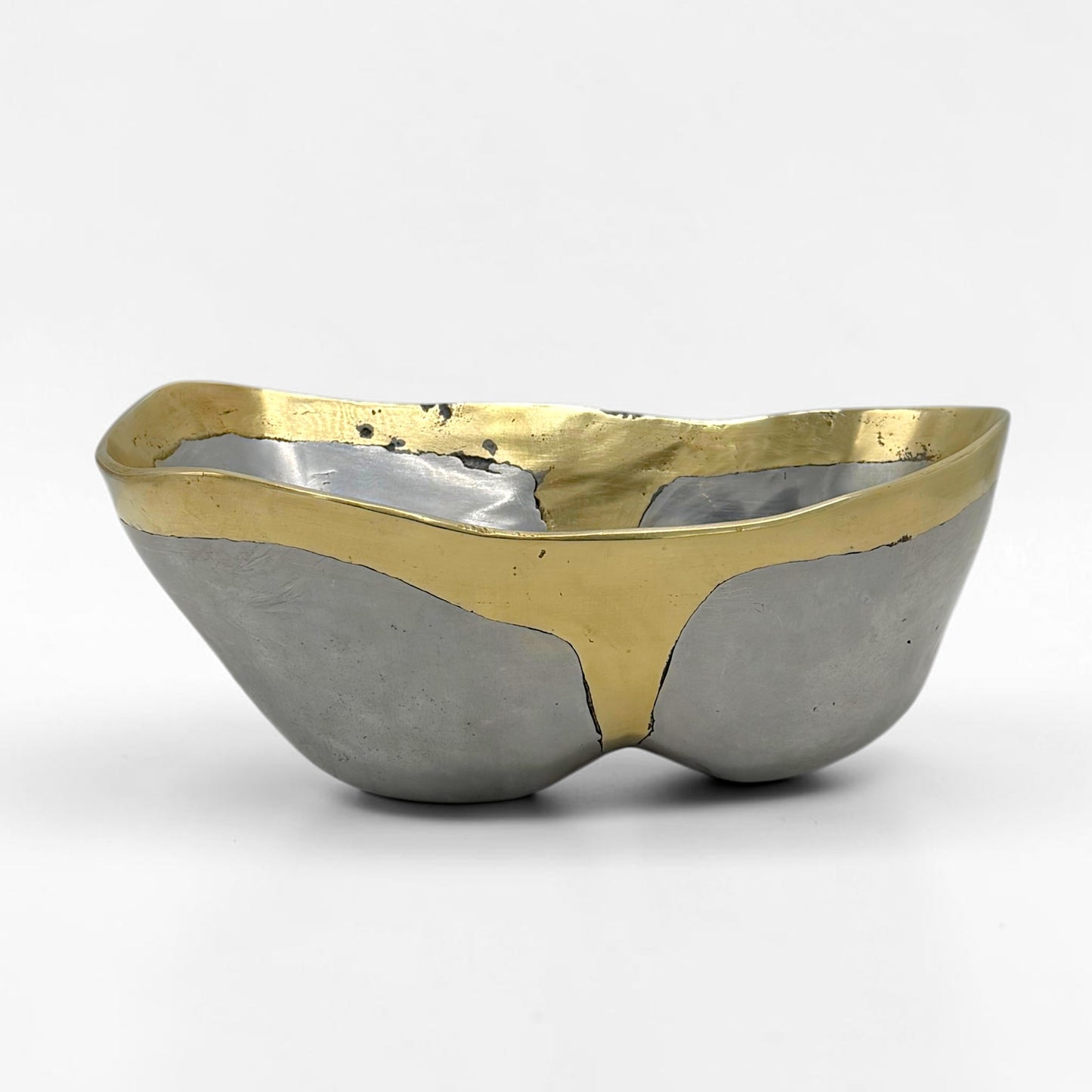 Oval Brass and Aluminum Bowl