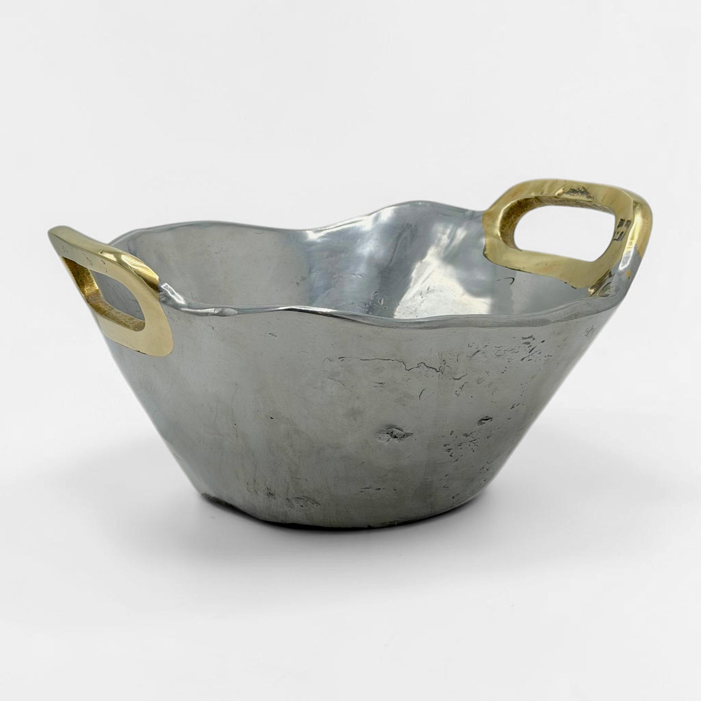 Brutalist Brass and Aluminum Bowl