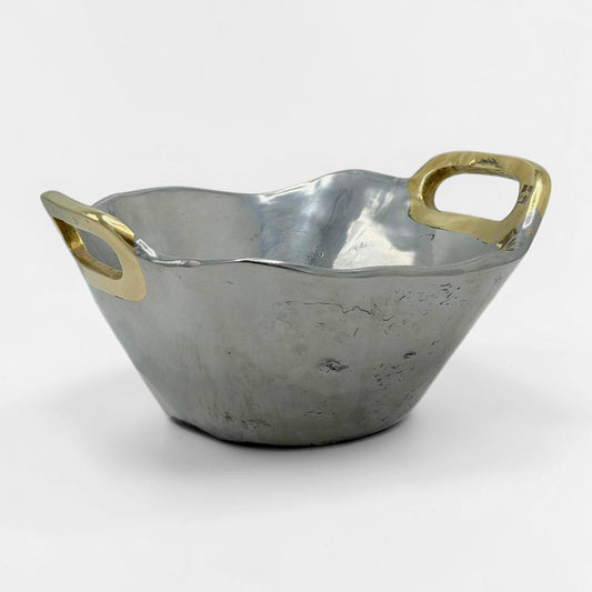 Brutalist Brass and Aluminum Bowl