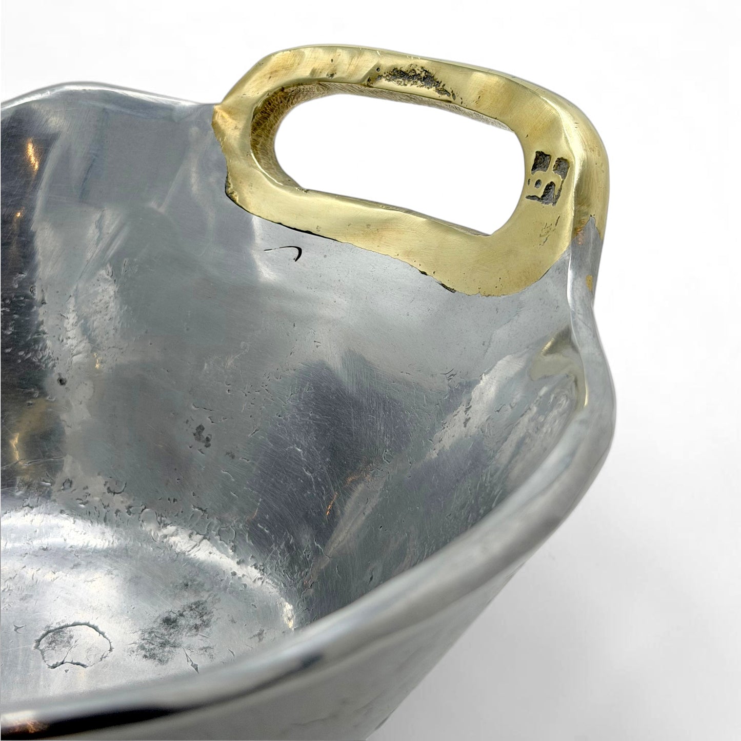 Brutalist Brass and Aluminum Bowl