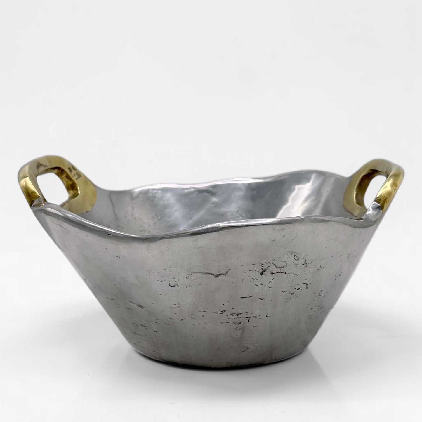 Brutalist Brass and Aluminum Bowl