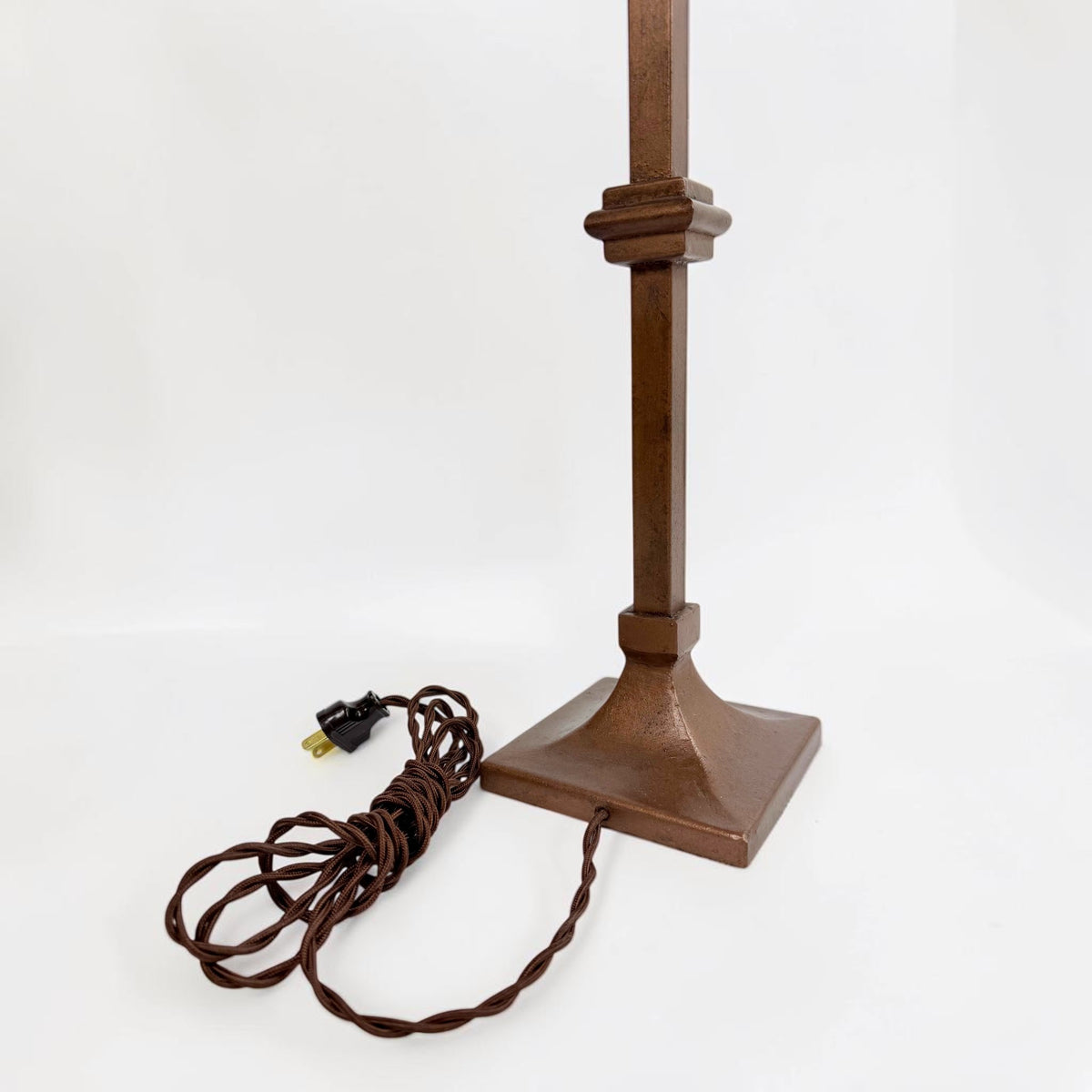 Tall Bronzed Metal Column Lamp