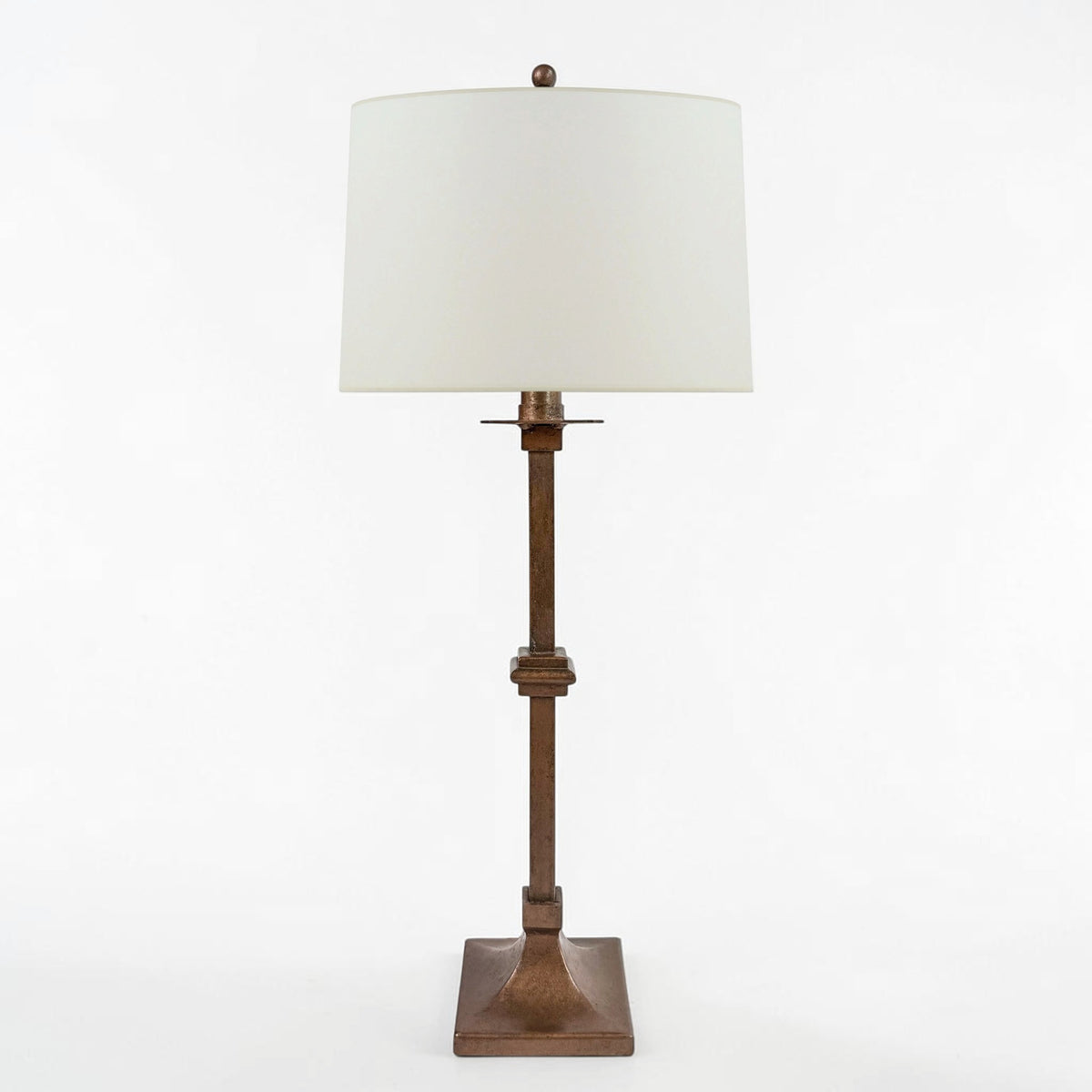 Tall Bronzed Metal Column Lamp