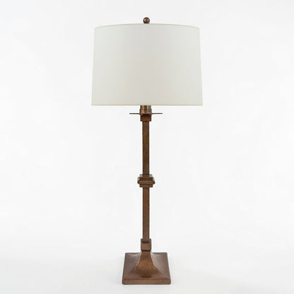 Tall Bronzed Metal Column Lamp