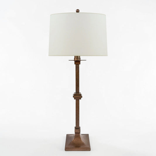 Tall Bronzed Metal Column Lamp