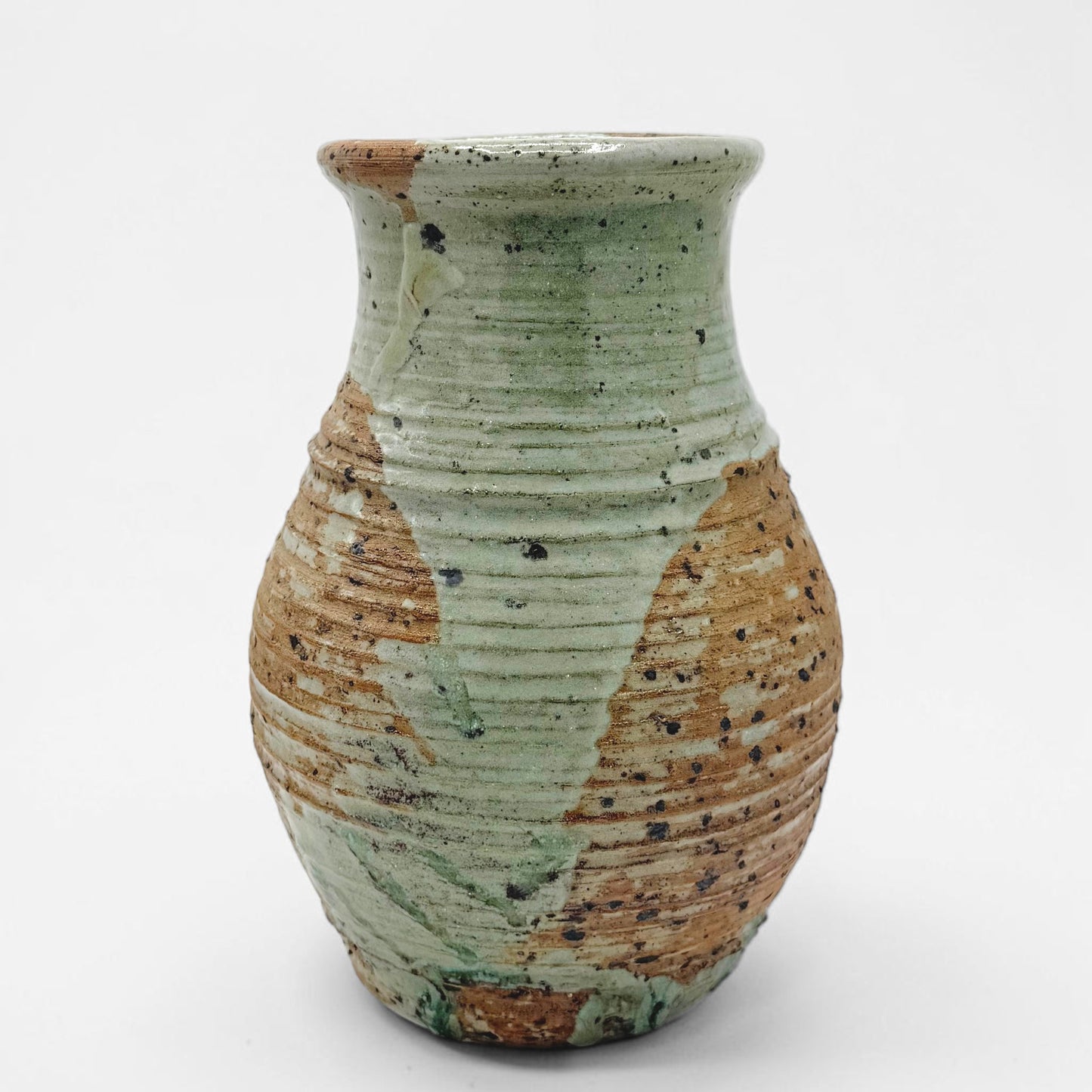 Vintage Ribbed Stoneware Vase