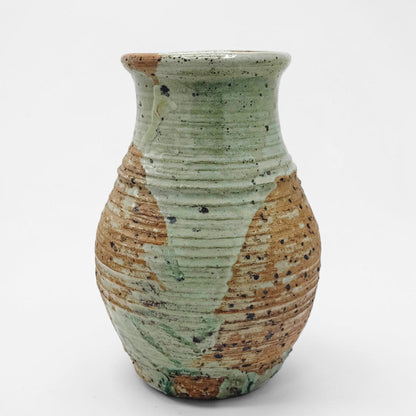 Vintage Ribbed Stoneware Vase