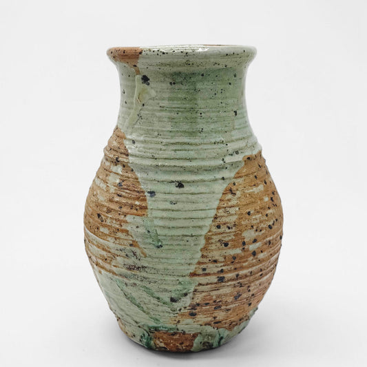 Vintage Ribbed Stoneware Vase