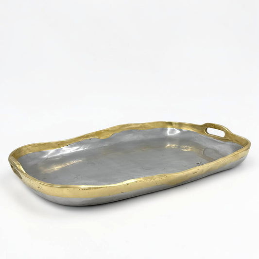 Large Aluminum and Brass Tray