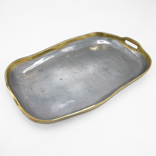 Large Aluminum and Brass Tray