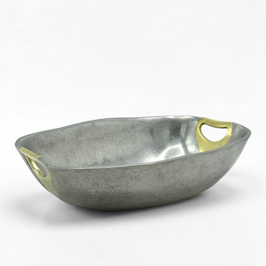 Large Aluminum and Brass Bowl