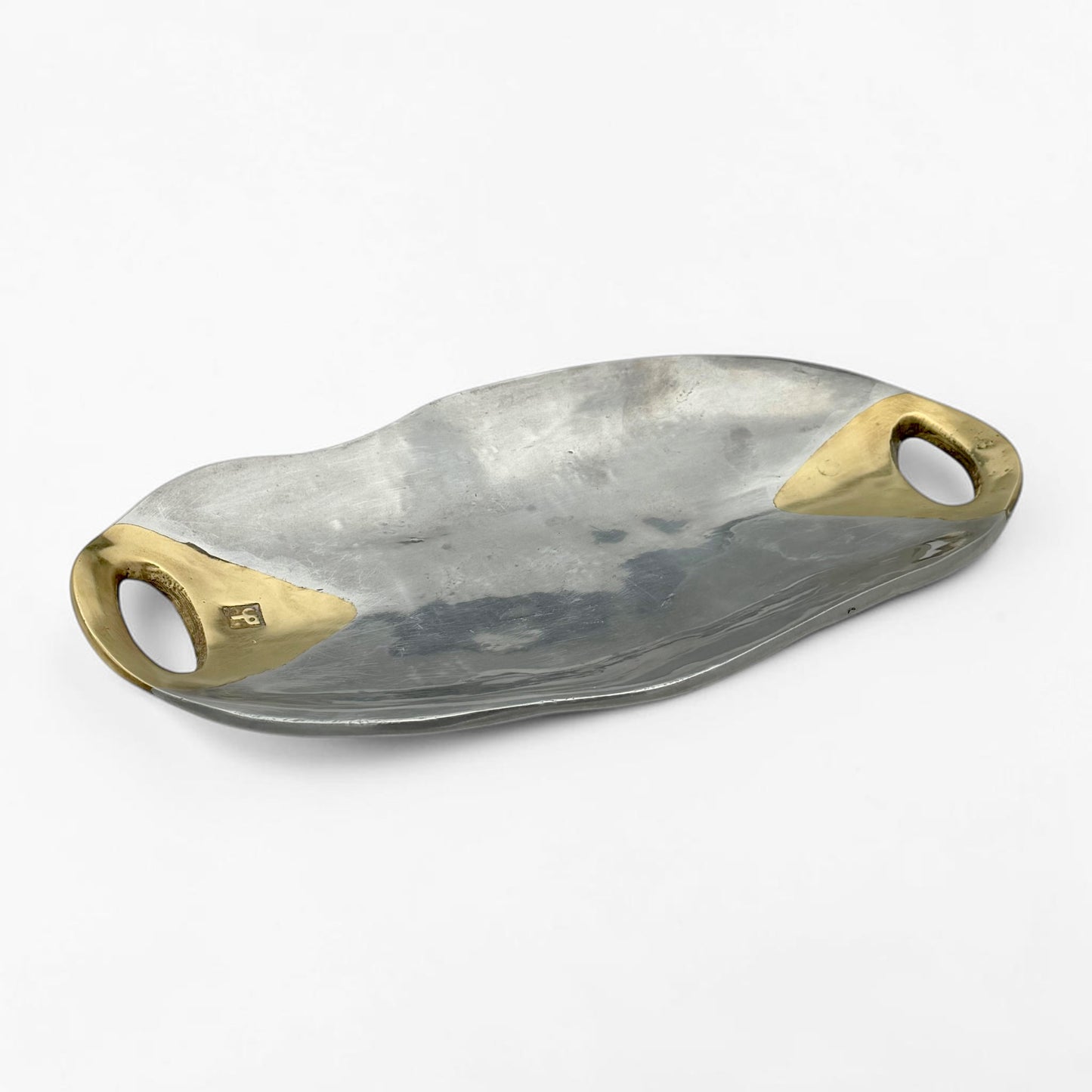 Aluminum and Brass Oval Tray