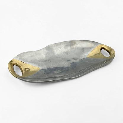 Aluminum and Brass Oval Tray