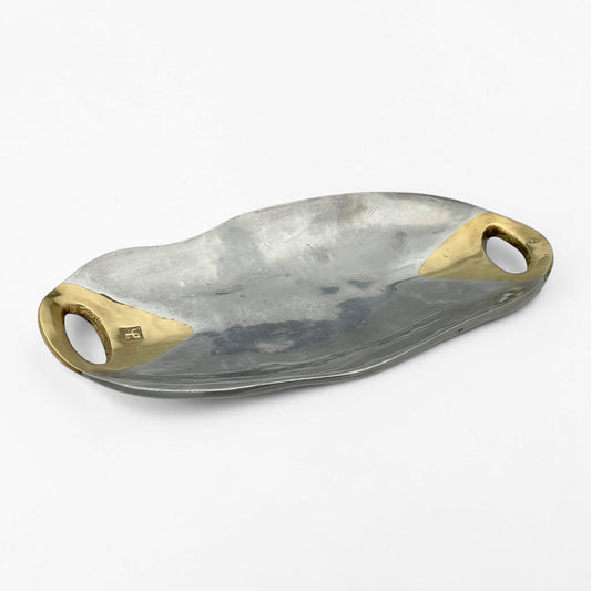 Aluminum and Brass Oval Tray