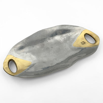 Aluminum and Brass Oval Tray