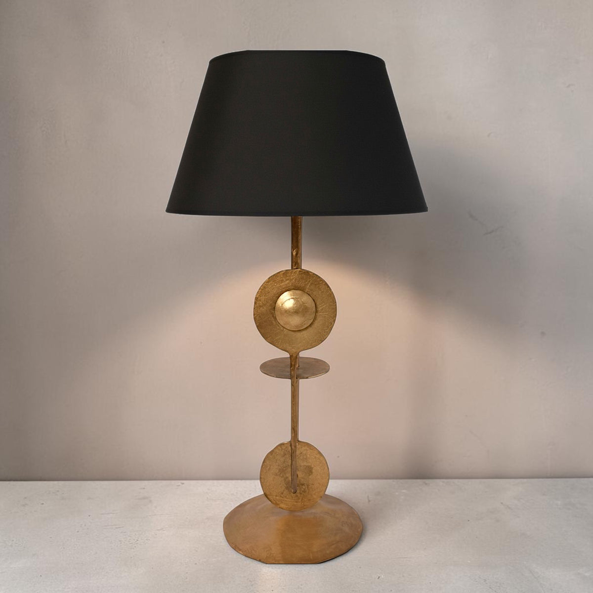 Pair of Sculptural Gilt Iron Table Lamps