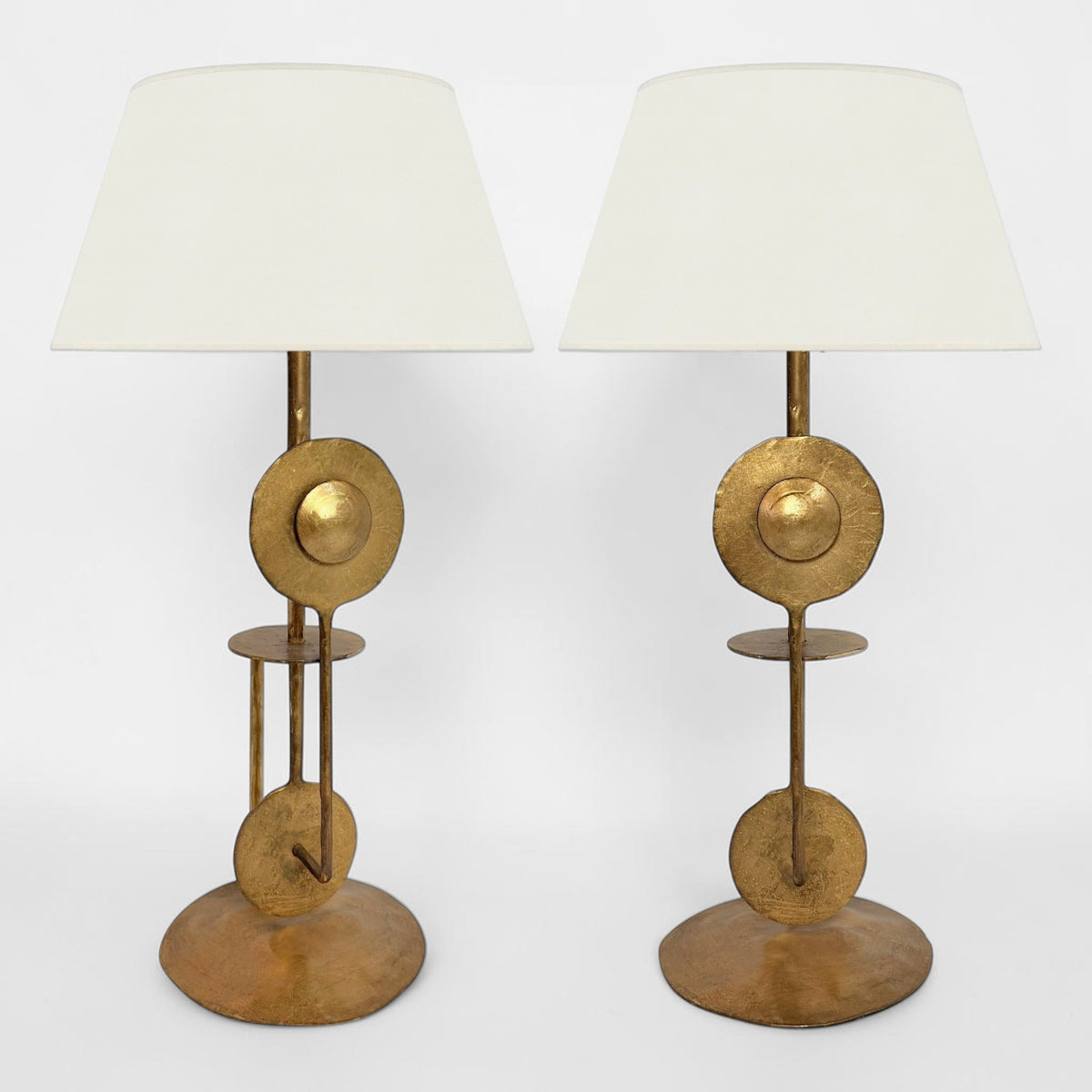 Pair of Sculptural Gilt Iron Table Lamps