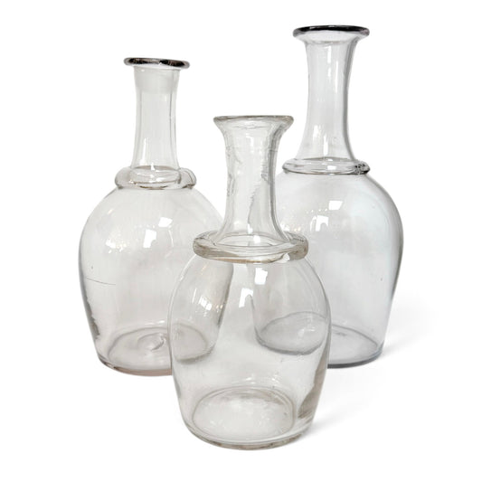Set of Three French Glass Carafes