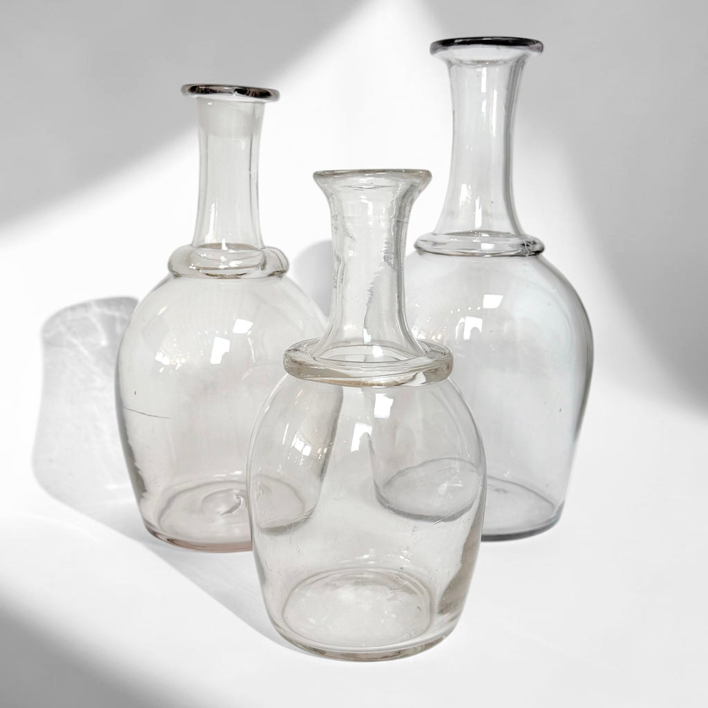 Set of Three French Glass Carafes