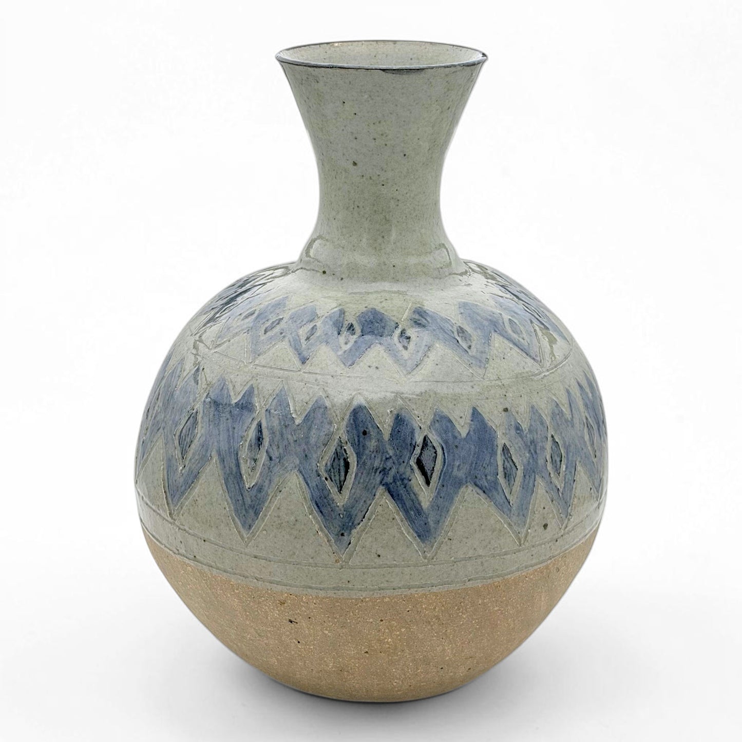 Vintage Blue and Gray Ceramic Vase