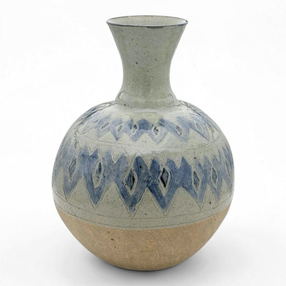 Vintage Blue and Gray Ceramic Vase