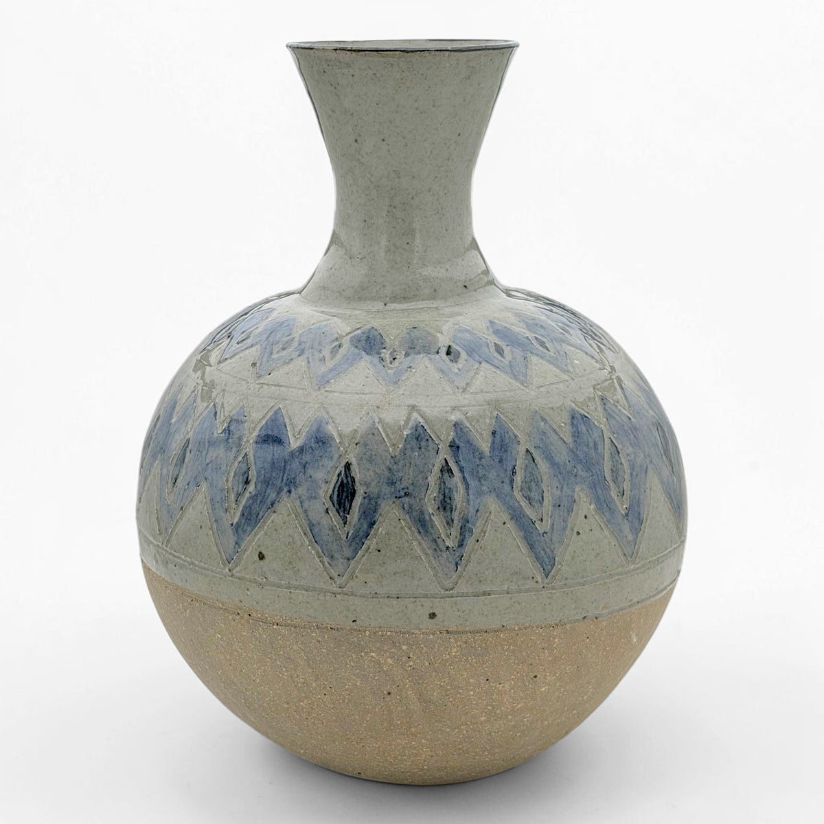 Vintage Blue and Gray Ceramic Vase