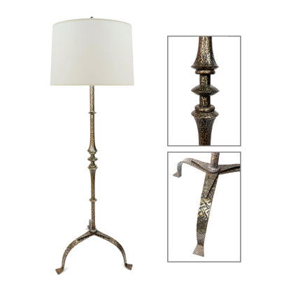 Spanish Textured Steel Standing Lamp, 1960s