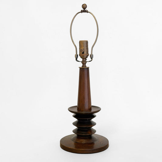 Vintage French Turned Wood Table Lamp