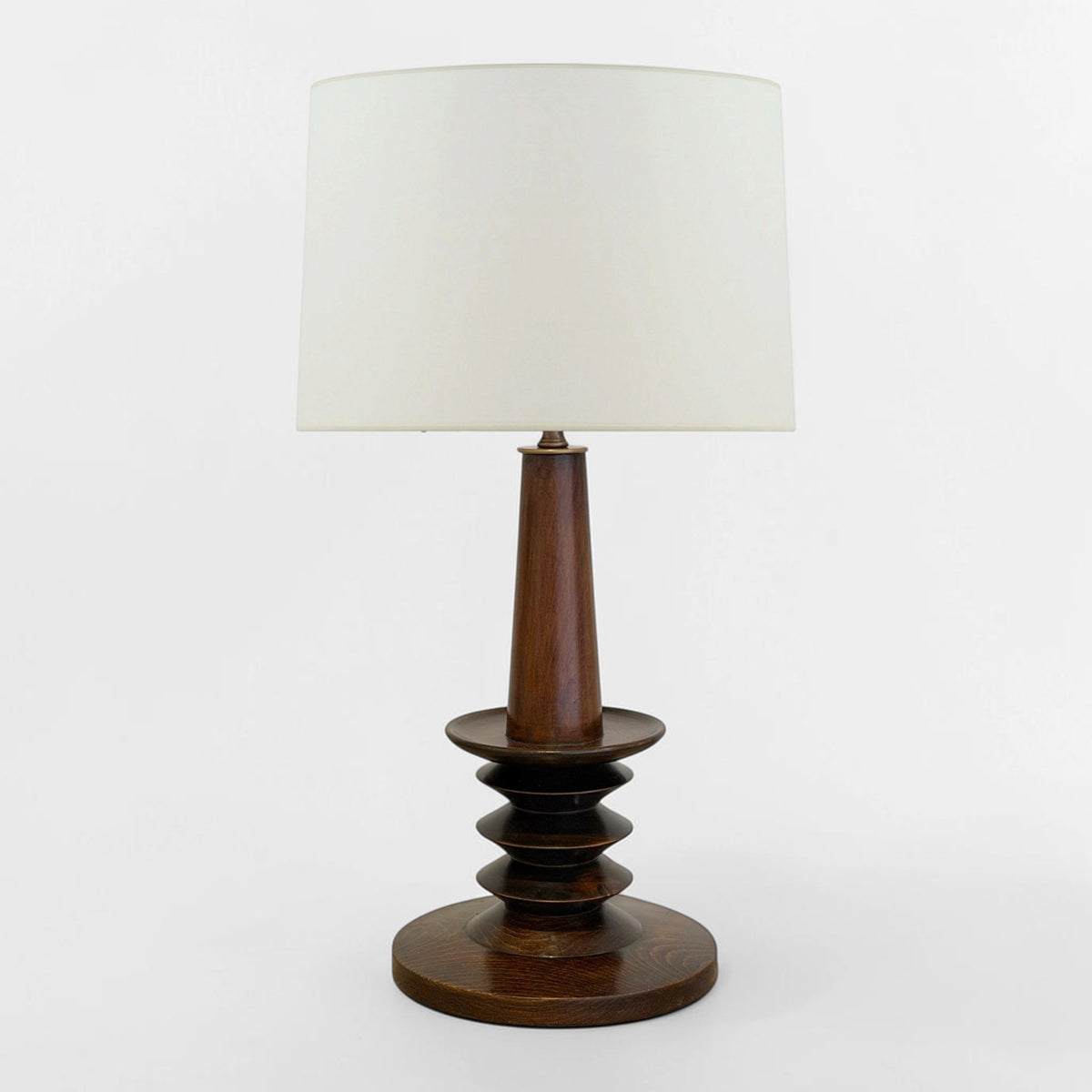 Vintage French Turned Wood Table Lamp