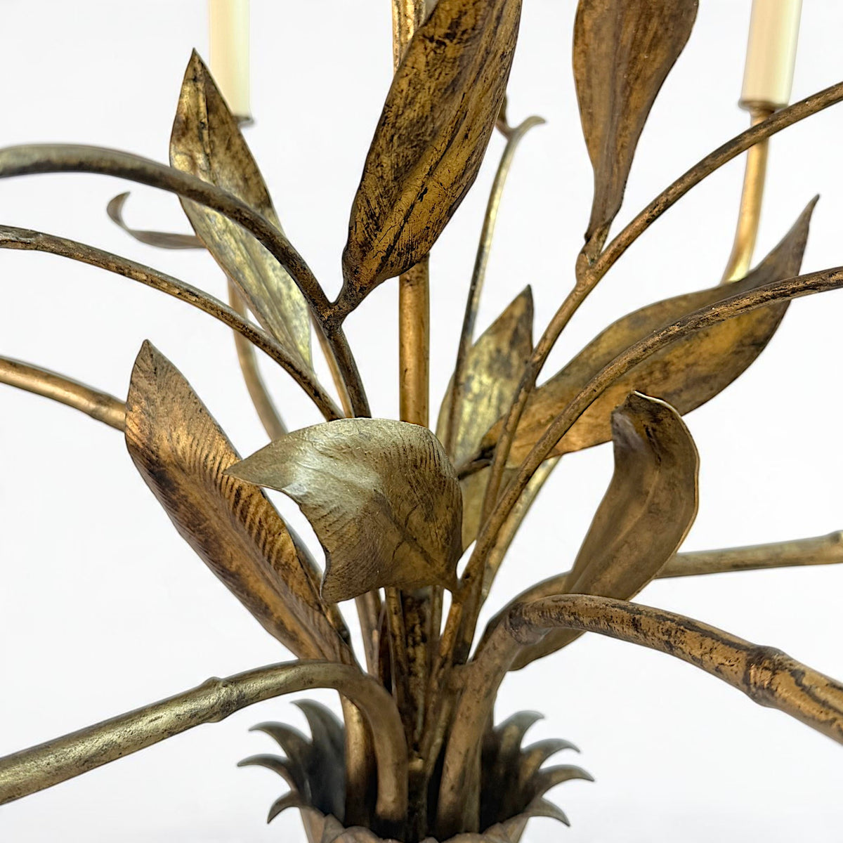 Mid Century Gilt Iron Foliate Chandelier
