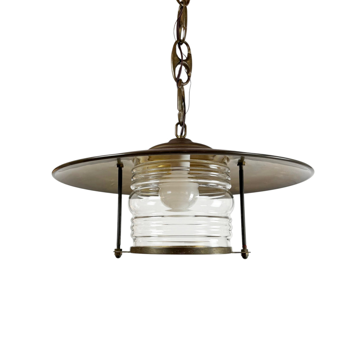 Metal and Glass Lantern, Italy circa 1980