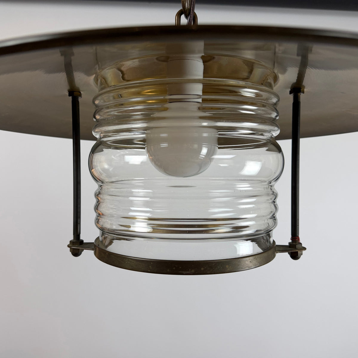 Metal and Glass Lantern, Italy circa 1980