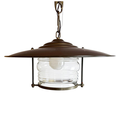Metal and Glass Lantern, Italy circa 1980