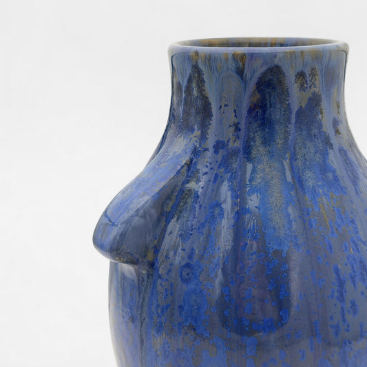 Blue Crystalline Glazed Vase by Pierrefonds