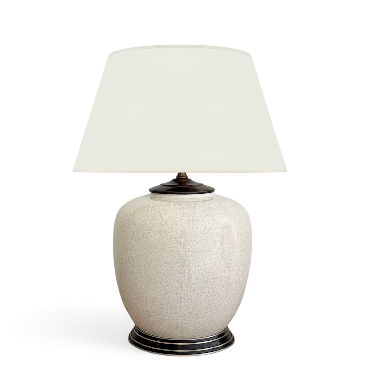 French White Crackle Glazed Table Lamp