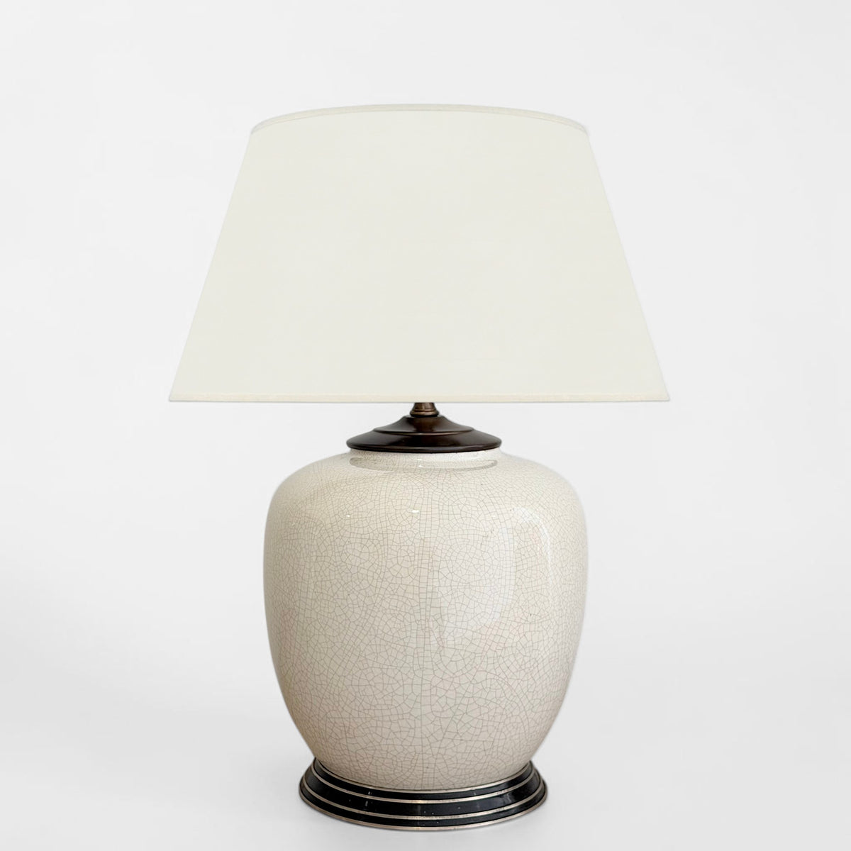 French White Crackle Glazed Table Lamp