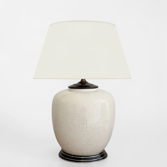 French White Crackle Glazed Table Lamp