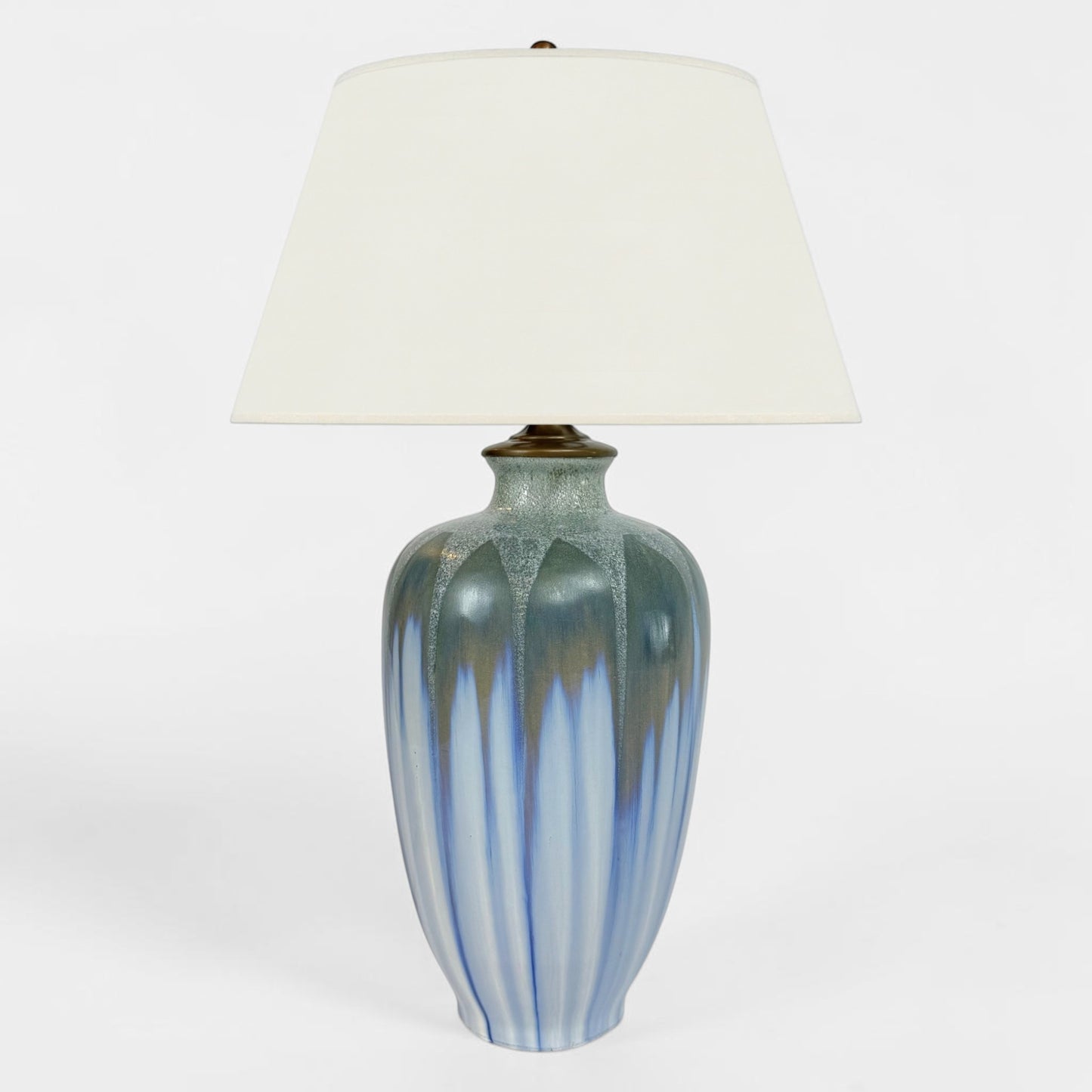 Tall Blue & Gray Ceramic Art Pottery Lamp